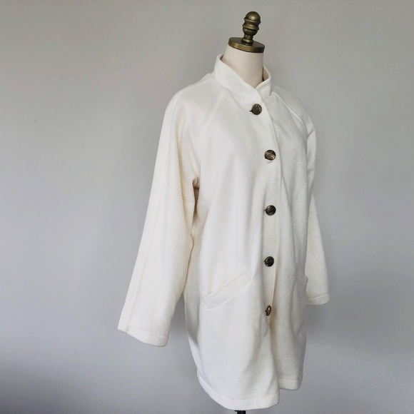 Jacket BLAIR Medium Winter White Button Front Long Sleeves Washable - Picture 3 of 9